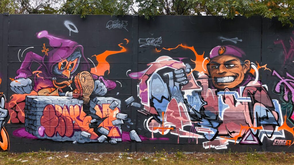 Bunt gestaltete Wände bei der Lincoln Wall Jam 2025 in Darmstadt