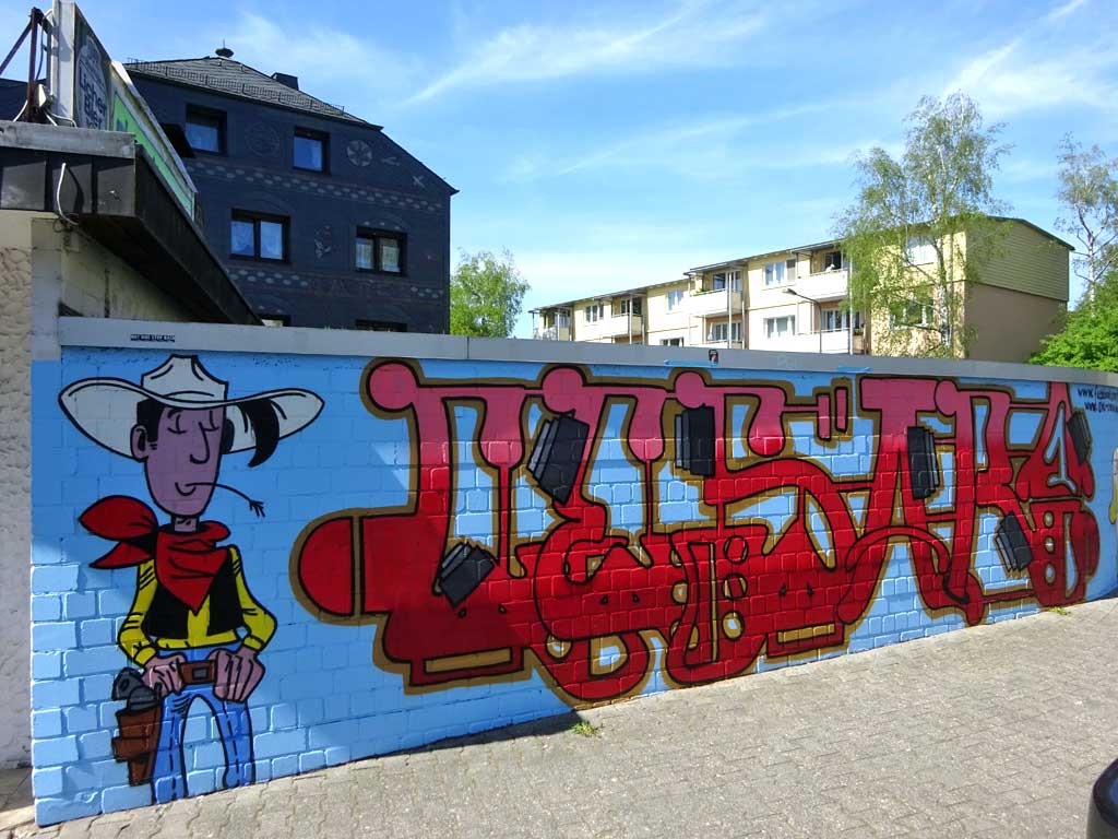 Mural bei der Pizzeria Lucky Luke in Frankfurt Bornheim
