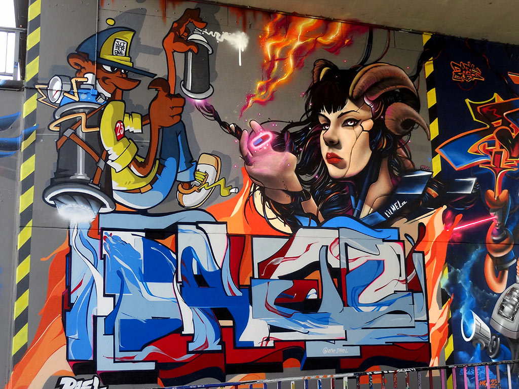 Meeting of Styles 2023 in Wiesbaden - Wall with Slizer One, Lilmel and Dael