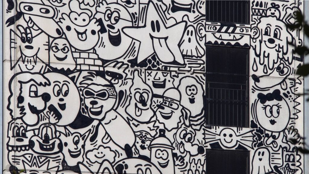 Mural von Jan Paul Müller am Parkhaus der Messe Offenbach