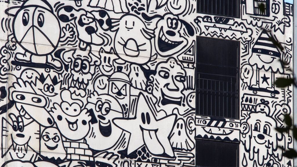 Mural von Jan Paul Müller am Parkhaus der Messe Offenbach