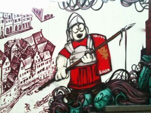 Naxos-Bande-Graffitikunst mit Frankfurt-Adler von Hans Leistikow
