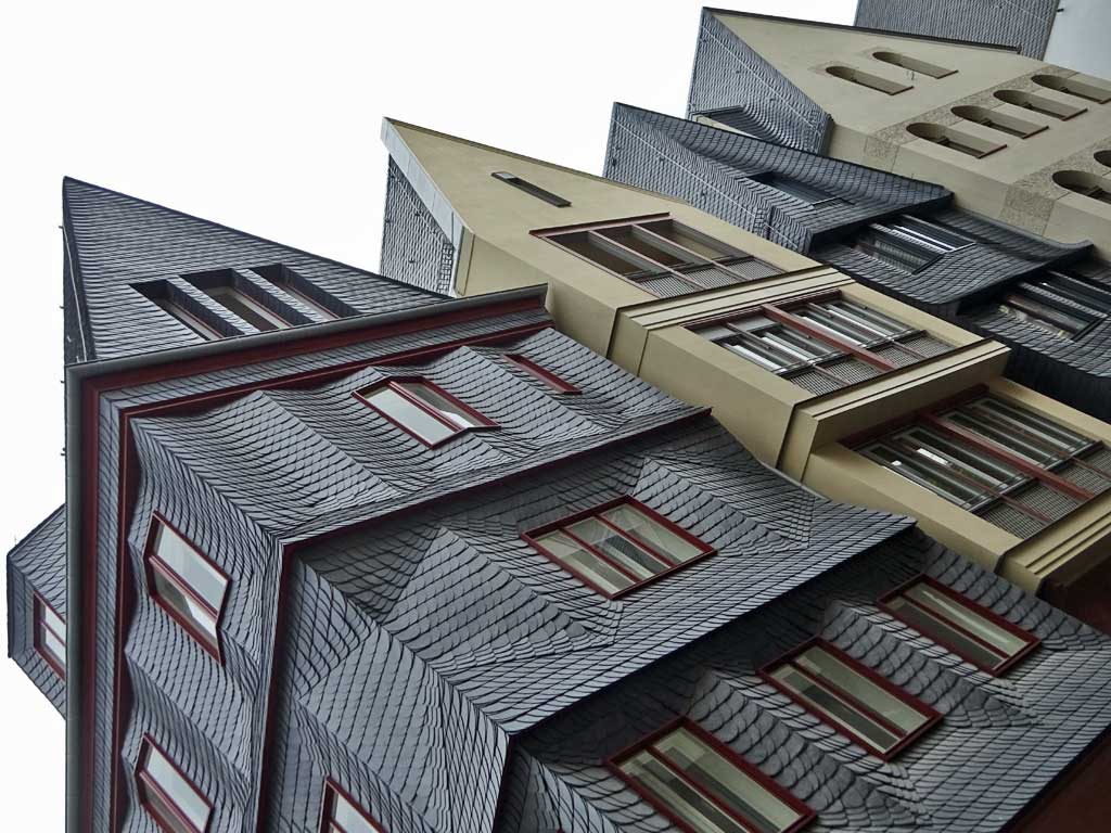 Vier Häuser in der neuen Altstadt von Frankfurt am Main