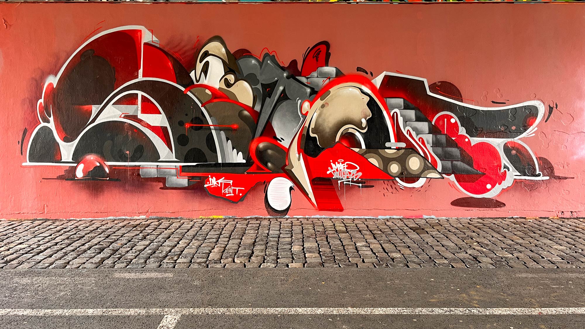 Obskur87, Semor The Mad One und Monkey HPZ an der Friedensbrücke in Frankfurt