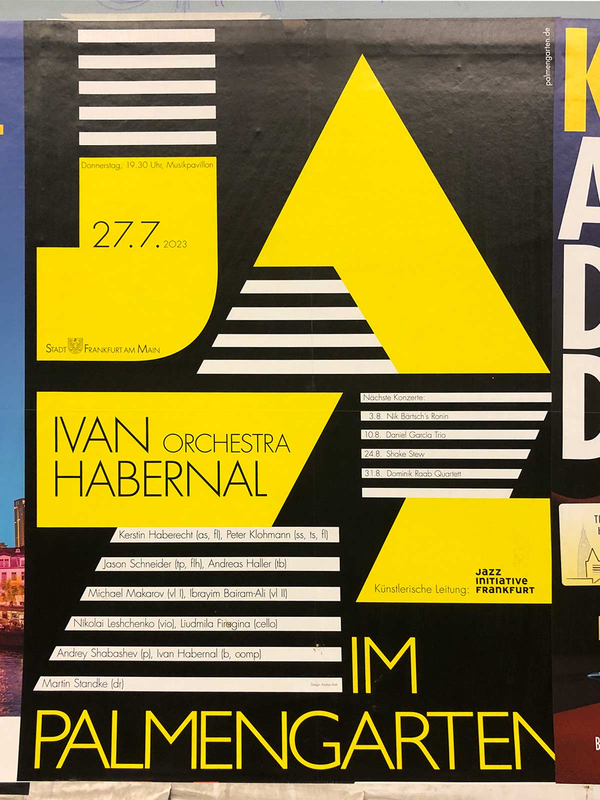 Plakat Design in Frankfurt - Jazz im Palmengarten 2023 (Gelbe Farbe)