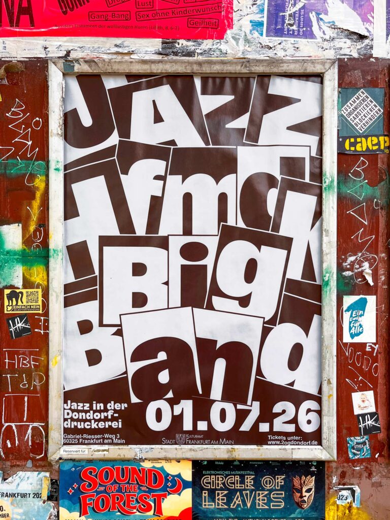 Plakat-Design/Plakatgestaltungen in Frankfurt: Jazz in der Dondorf Druckerei: HfMDK Big Band