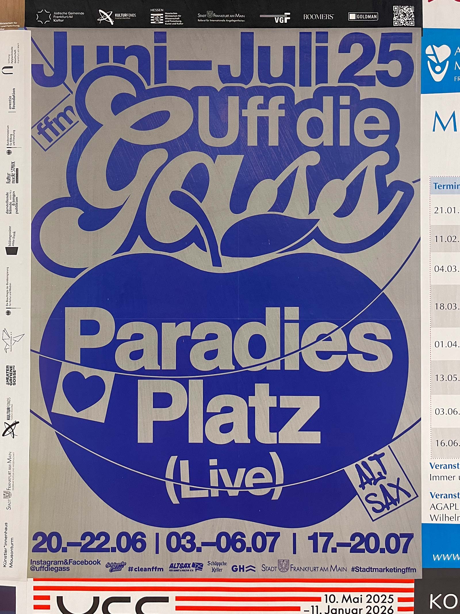 Plakat-Design Frankfurt: Paradiesplatz (Live) – Uff die Gass