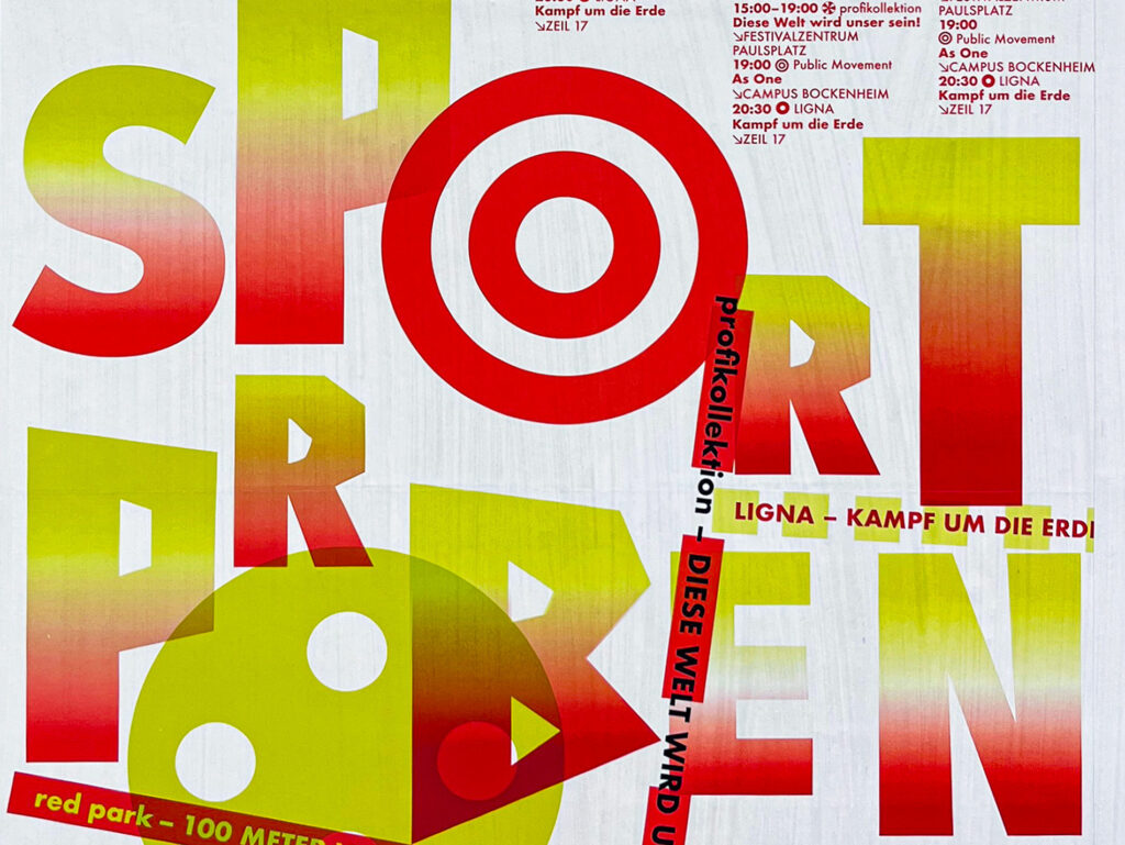 Plakat-Design Frankfurt: Sportproben – 100 Jahre Arbeiter*innenolympiade Frankfurt