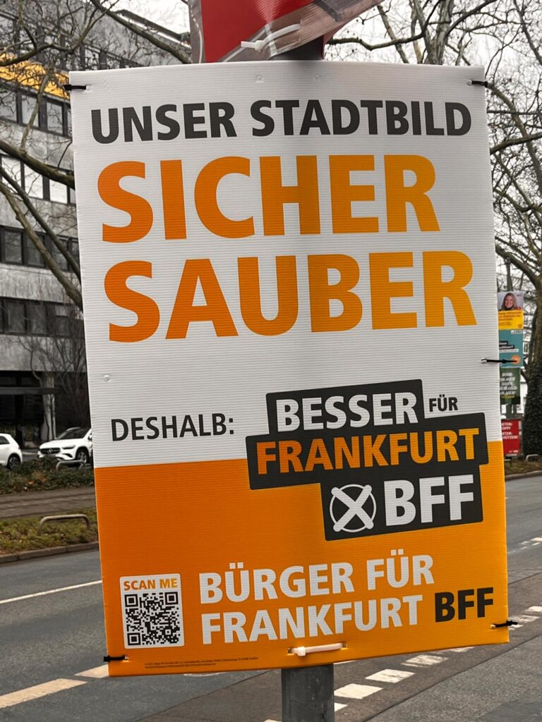 Stadtbild – Plakate zu den Kommunalwahlen 2026 in Frankfurt am Main