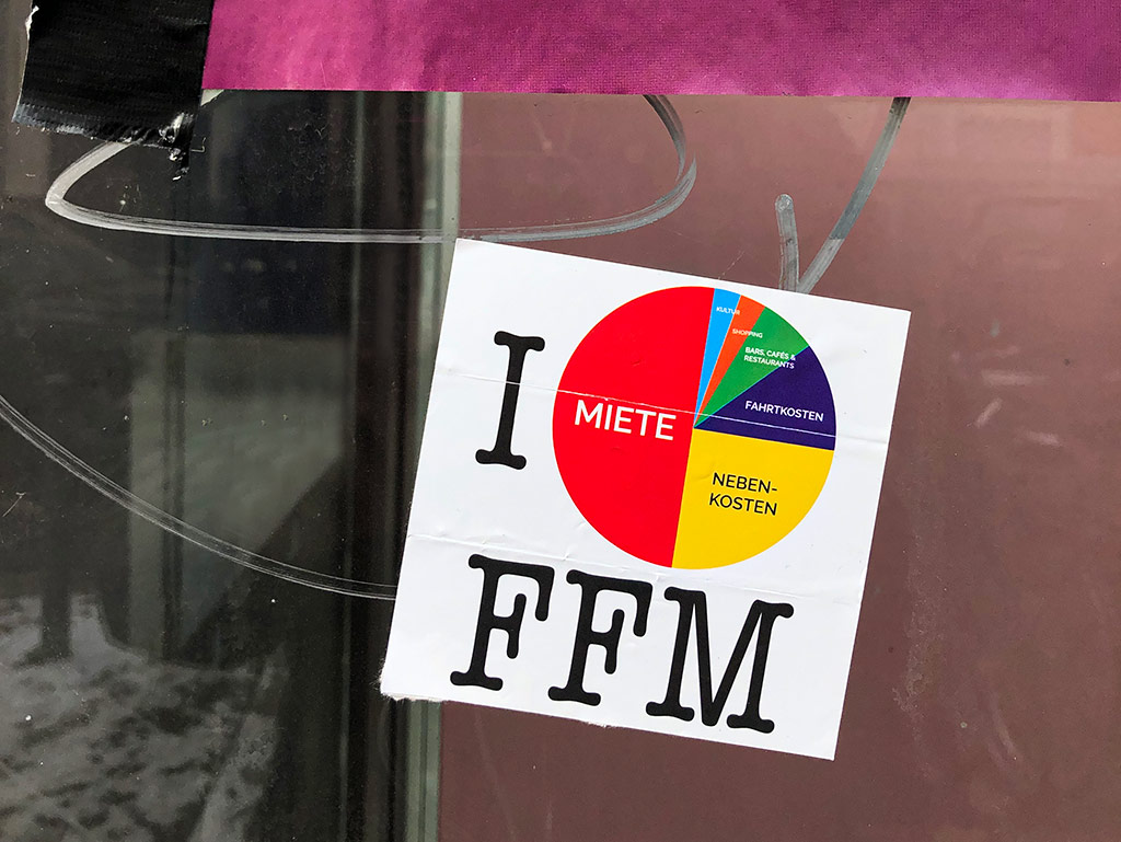 Sticker Art: I love FFM mit Kosten-Diagramm statt Herz