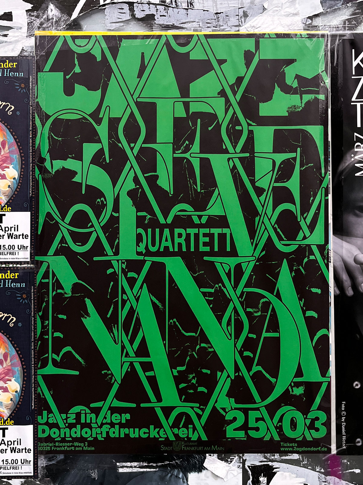 Typografische Plakatreihe von Leonie Waidelich für „Jazz in der Dondorf Druckerei“ in Frankfurt am Main