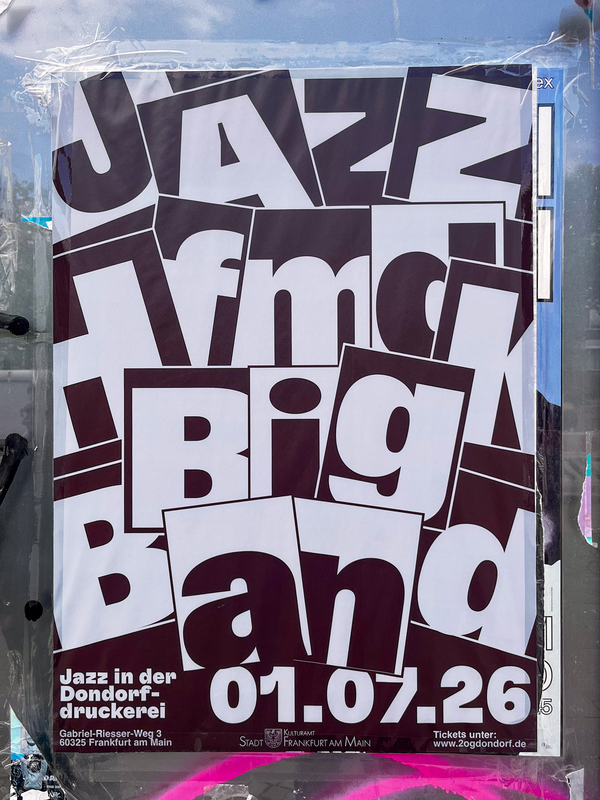 Typografische Plakatreihe von Leonie Waidelich für „Jazz in der Dondorf Druckerei“ in Frankfurt am Main