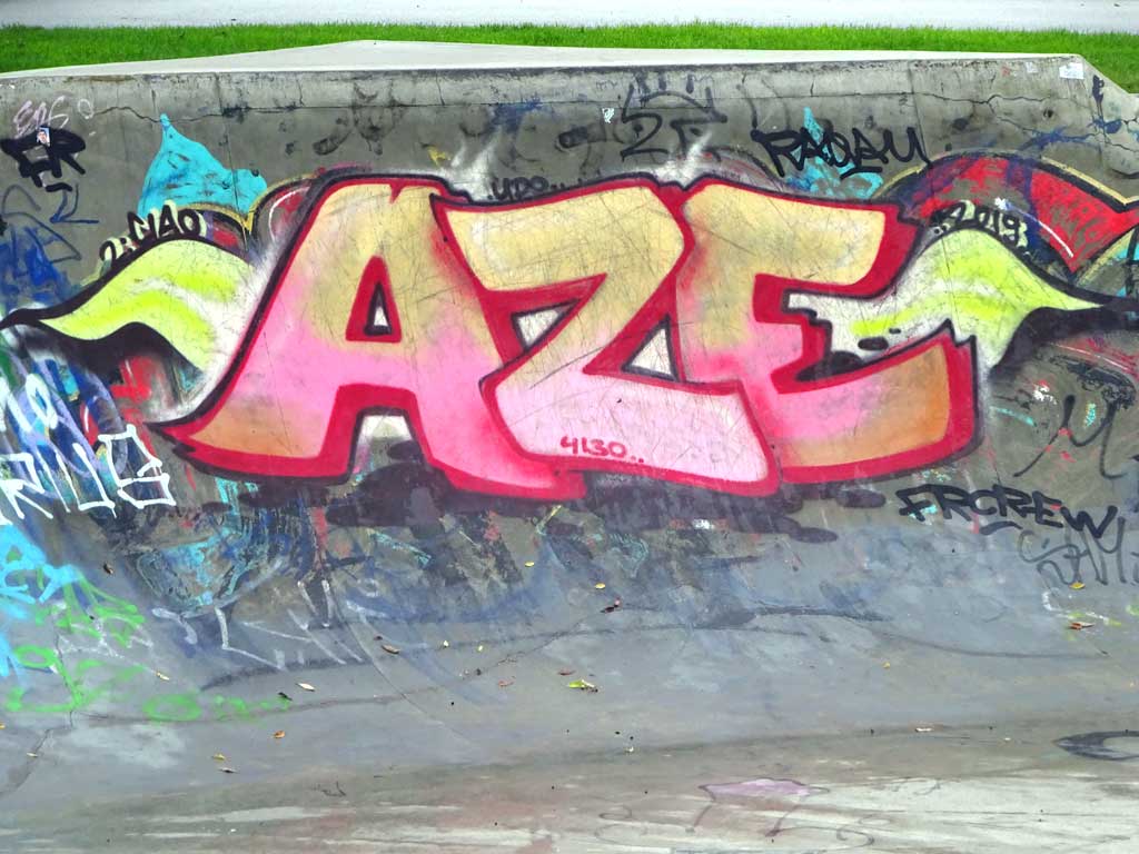 Urban Art bei der Skater- und BMX-Anlage im Hafenpark in Frankfurt