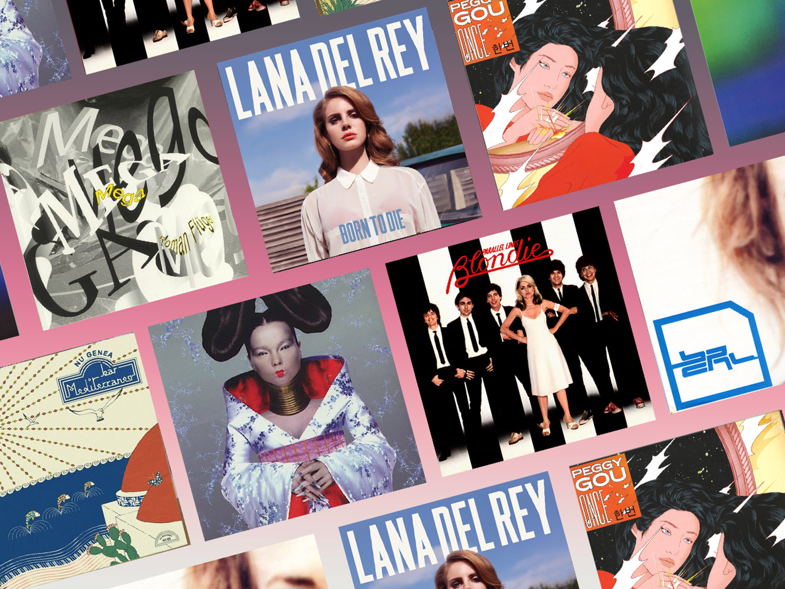 Vinyl Shopping – Januar bis März 2026. Zu sehen sind Plattencover von Blondie, Björk, Nu Genea, Roman Flügel u.v.a.