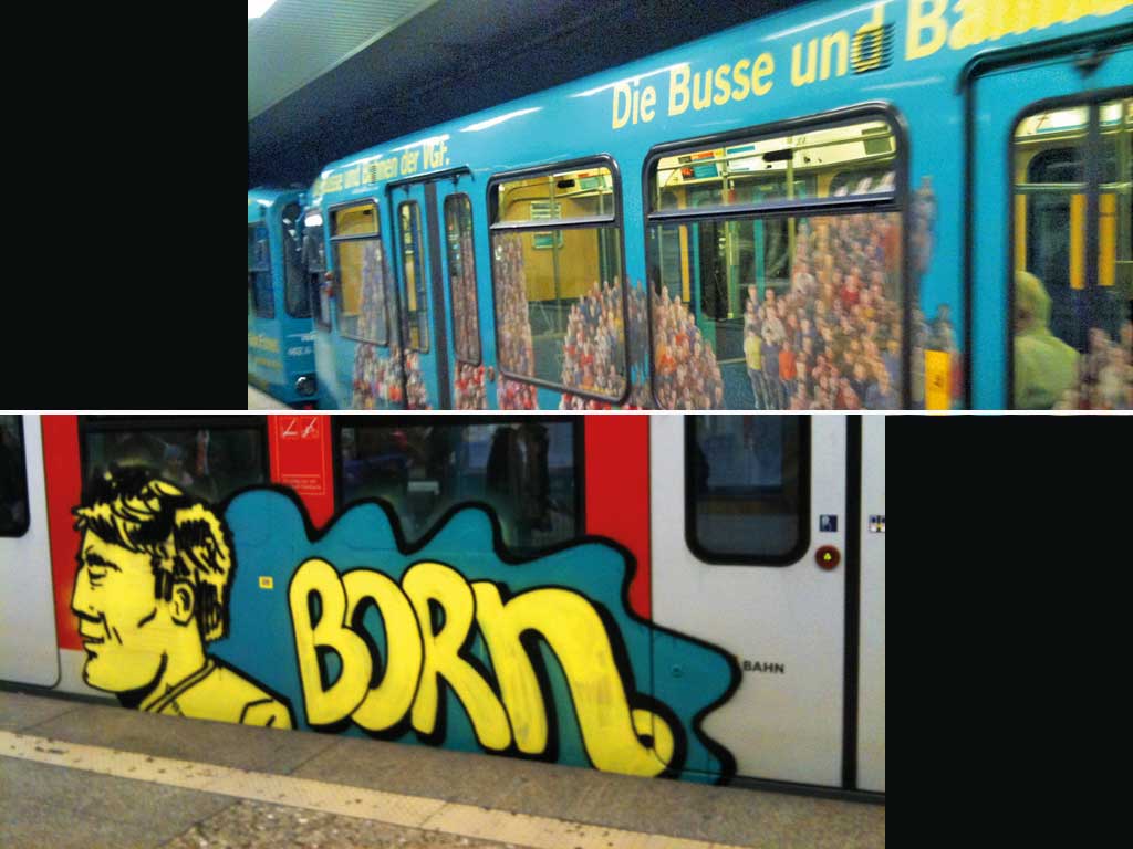 Werbung und Graffiti auf Bahnen