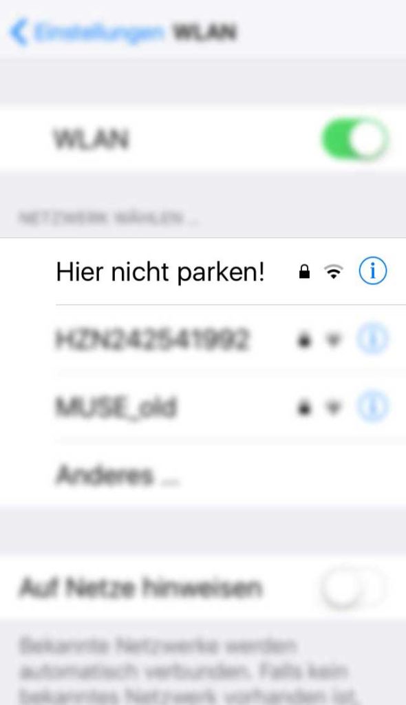 WLAN-Name in Frankfurt - Hier nicht parken!